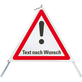 Faltsignal: mit Symbol VZ 101 und Text nach Wunsch, 3-seitig, weiß-rot, SL 600 mm, 1 Stück
