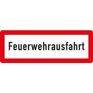 Feuerwehr-Hinweisschild: Feuerwehrausfahrt, DIN 67520, Aluminium RA0, reflekrierend, 594 mm x 210 mm, 1 Stück