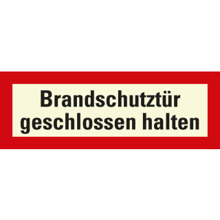 Feuerwehrschild: Brandschutztür geschlossen halten, doppelseitig, weiß-rot, Folie selbstklebend, 210 mm x 74 mm, 1 Stück