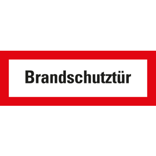 Feuerwehrschild: Brandschutztür, weiß-rot, DIN 4066, Folie selbstklebend, 210 mm x 74 mm, 1 Stück