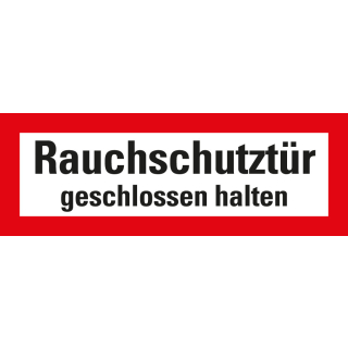 Feuerwehrschild: Rauchschutztür geschlossen halten, doppelseitig, weiß-rot, DIN 4066, Folie selbstklebend, 210 mm x 74 mm, 1 Stück 