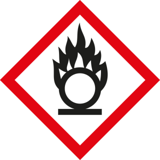 Gefahrensymbol: GHS03 Flamme über Kreis, Folie selbstklebend, 26 x 26 mm, 21 St./Bogen