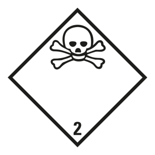 Gefahrgutzettel: Klasse 2.3 Giftige Gase, seewasserbeständige Folie, 250 x 250 mm, 1 Stück