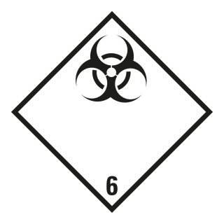 Gefahrgutzettel: Klasse 6.2 Ansteckungsgefährliche […], seewasserbeständige Folie, 250 x 250 mm, 1 Stück