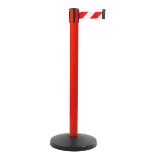 Gurtpfosten, rot, Gurt rot-weiß, Stahl, Ø 63 mm, 50 mm, 3 m, 1 Stück