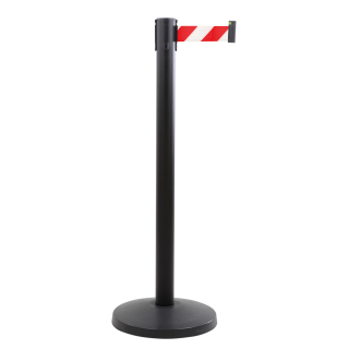 Gurtpfosten, schwarz, Gurt rot-weiß, Stahl, Ø 63 mm, 50 mm, 3 m, 1 Stück