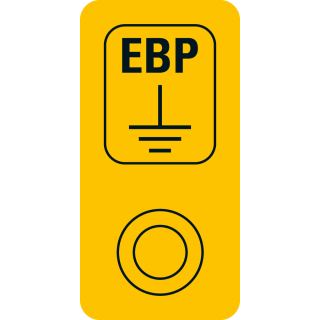 Hinweisetikett: Erdungskontaktpunkt EBP, Folie selbstklebend, 20 mm x 40 mm, 16 St./Bogen