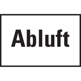Hinweisschild: Abluft, weiß-schwarz, Folie selbstklebend, 150 x 100 mm, 1 Stück