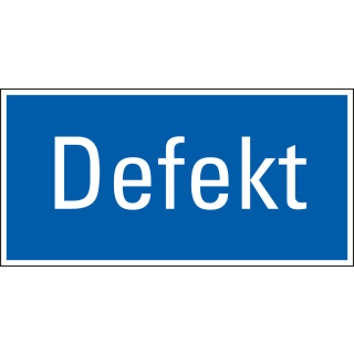 Hinweisschild Defekt, blau-weiß, Magnetfolie, 300 x 150 mm, 1 Stück