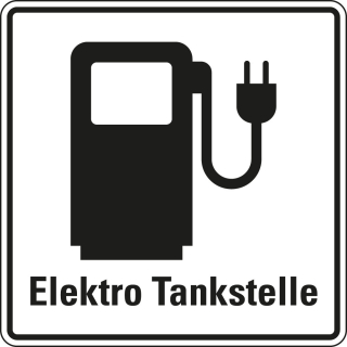 Hinweisschild: Elektro Tankstelle, Aluminium RA0 reflektierend, 600 mm x 600 mm, 1 Stück