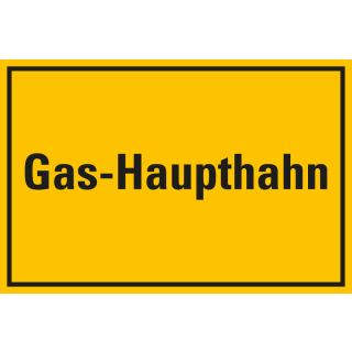 Hinweisschild: Gas-Haupthahn, gelb-schwarz, Kunststoff, 300 x 200, 1 Stück