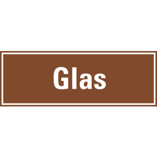 Hinweisschild: Glas, braun-weiß, Folie selbstklebend, 297 x 105 mm, 1 Stück