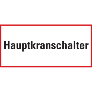 Hinweisschild: Hauptkrankschalter, Aluminium, 385 x 185 mm, 1 Stück
