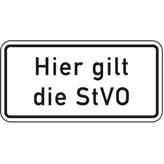 Hinweisschild: Hier gilt die StVO, Nr. 1079-10, Aluminium reflektierend, 600 x 330 mm, 1 Stück