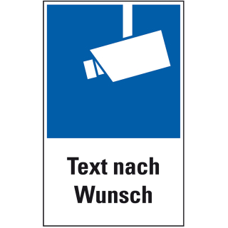 Hinweisschild: Text nach Wunsch, Videoinfozeichen mit Text, Kunststoff, 200 x 300 mm, 1 Stück