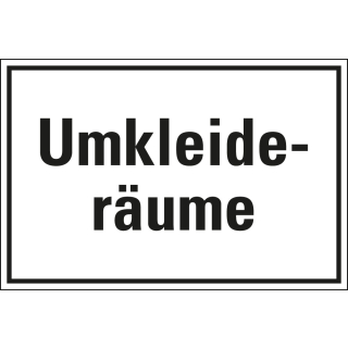 Hinweisschild: Umkleideräume, weiß-schwarz, Folie selbstklebend, 150 x 100 mm, 1 Stück