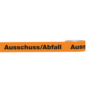 Klebeband Ausschuss/Abfall, orange-schwarz, selbstklebendes Polypropylen mit starkem Acrylatkleber, 50 mm, 66 m / Rolle