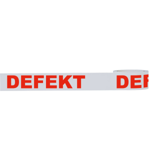 Klebeband DEFEKT, weiß-rot, selbstklebendes Polypropylen mit starkem Acrylatkleber, 50 mm, 66 m / Rolle