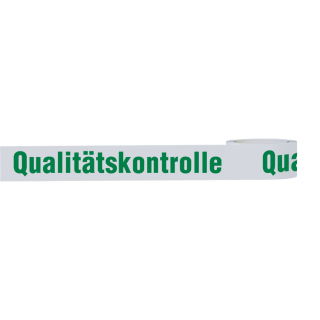 Klebeband Qualitätskontrolle, weiß-grün, selbstklebendes Polypropylen mit starkem Acrylatkleber, 50 mm, 66 m / Rolle
