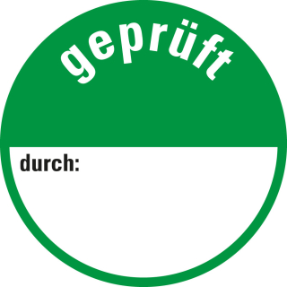 Klebepunkte geprüft, grün-weiß, Folie selbstklebend, Ø 30 mm, 18 St./Bogen