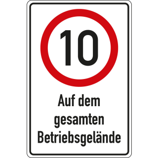 Kombischild 10 km / h - Auf dem gesamten Betriebsgelände, DIN, Aluminium RA0 reflektierend, 600 mm x 900 mm, 1 Stück