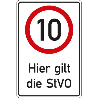 Kombischild 10 km / h - Hier gilt die StVO, Aluminium RA0 reflektierend, 600 mm x 900 mm, 1 Stück