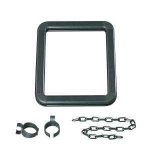 Kunststoffrahmen für Pfosten mit Clips und Kette, schwarz, Kunststoff, 297 mm x 210 mm (A4), 1 Stück