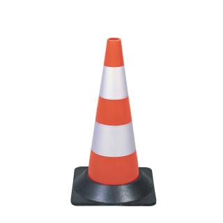 Leitkegel: Basic Leitkegel für den Tag / Nachteinsatz, rot-silber, Polyethylen, 500 mm, 1 Stück