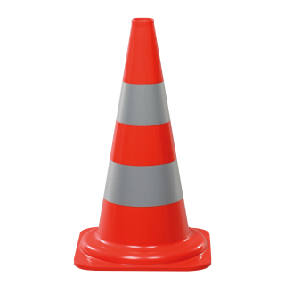 Leitkegel: Leitkegel für Tag - und Nachteinsatz, rot-silber tagesleuchtend, PVC mit Silberringen aus Reflexfolie, 1,3 kg, 500 mm, 1 Stück