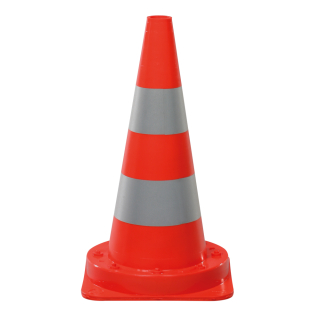 Leitkegel: Leitkegel für Tag - und Nachteinsatz, rot-silber tagesleuchtend, PVC mit Silberringen aus Reflexfolie, 2,2 kg, 500 mm, 1 Stück