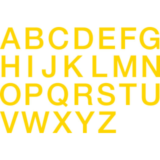 Magnetische Stanzbuchstaben A-Z, gelb, Magnetfolie, Schrifthöhe 50 mm, 26 St./Verpackungseinheit