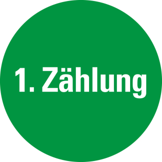 Markierungspunkt 1. Zählung, grün-schwarz, Papier ablösbar, Ø 37 mm, 10 St./Bogen