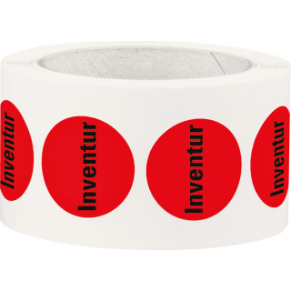Markierungspunkt Inventur, rot-schwarz, Papier ablösbar, Ø 37 mm, 500 St./Rolle