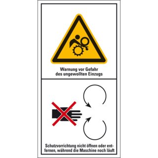 Maschinenkennzeichen: Warnung vor ungewolltem Einzug, praxisbewährt, Folie selbstklebend, 100 x 200 mm, 1 Stück