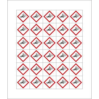 Mini-Gefahrensymbol: GHS01 Explodierende Bombe, Folie selbstklebend, 20 x 20 mm, 30 St./Bogen