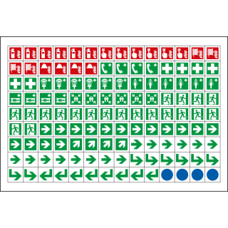 Minisymbol-Sammelbogen, ISO 7010, Folie selbstklebend, 8 x 8 mm, 126 St./Bogen