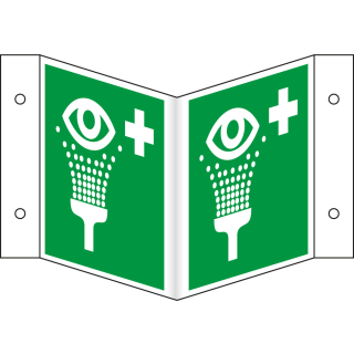 Nasenschild: Augenspüleinrichtung, grün-weiß, ASR/ISO, Kunststoff, 200 x 200 mm, 1 Stück