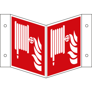 Nasenschild: Löschschlauch, rot-weiß, ASR/ISO, Kunststoff, 200 mm x 200 mm, 1 Stück