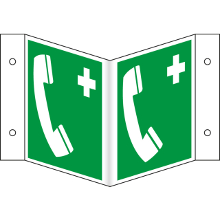 Nasenschild: Nottelefon, grün-weiß, ASR/ISO, Kunststoff, 200 mm x 200 mm, 1 Stück