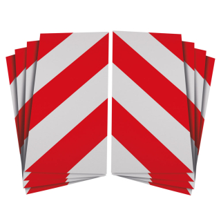 ORALITE® Containerwarnmarkierungs-Set je 4 links-/ 4 rechtsweisend, rot-weiß, Reflexfolie selbstklebend, 141 mm x 705 mm, 8 Stück / Satz