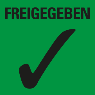 Organisationsetikett: FREIGEGEBEN, grün, Papier selbstklebend, 17 mm x 17 mm, 500 St./Rolle