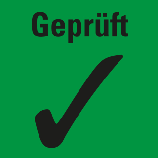 Organisationsetikett: Geprüft, grün, Haftpapier ablösbar, 17 mm x 17 mm, 500 St./Rolle