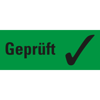 Organisationsetikett: Geprüft, grün, Papier selbstklebend, 50 mm x 20 mm, 500 St./Rolle