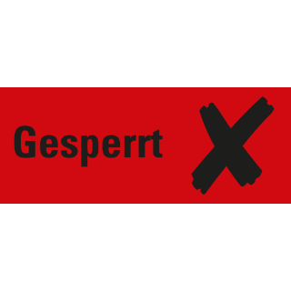 Organisationsetikett: Gesperrt, rot, Papier selbstklebend, 50 mm x 20 mm, 500 St./Rolle