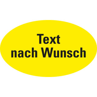 Organisationsetikett: Text nach Wunsch, gelb, ablösbares Haftpapier selbstklebend, 50 mm x 30 mm, 500 St./Rolle