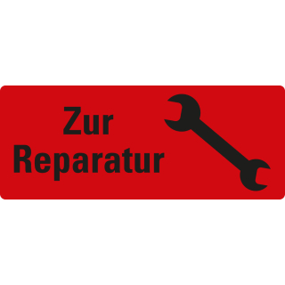Organisationsetikett: Zur Reparatur, rot, Papier selbstklebend, 50 mm x 20 mm, 500 St./Rolle