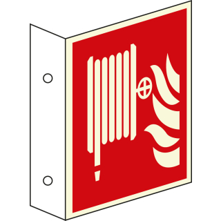 PERMALIGHT power Fahnenschild: Löschschlauch, ASR/ISO, Kunststoff lang nachleuchtend, 200 mm x 200 mm, 1 Stück