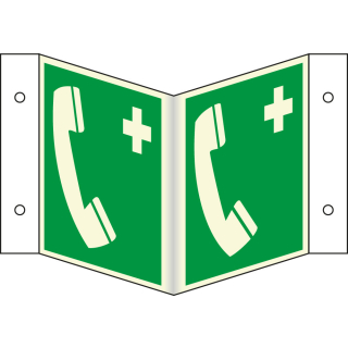 PERMALIGHT power Nasenschild: Notruftelefon, ASR/ISO, Kunststoff lang nachleuchtend, 200 x 200 mm, 1 Stück
