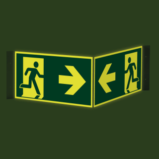 PERMALIGHT power Nasenschild: Rettungsweg links/rechts, ASR/ISO, Kunststoff lang nachleuchtend, 300 x 150 mm, 1 Stück