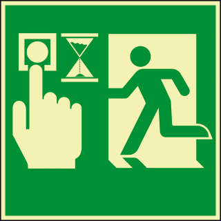 PERMALIGHT power Rettungszeichen: Fluchttüranlage mit Zeitverzögerung, DIN, Folie selbstklebend lang nachleuchtend, 100 x 100 mm, 1 Stück